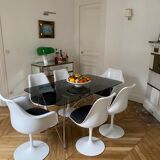 Table haute pliable en acier chromée et verre - 1970