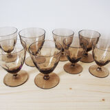 Set 8 engraved smoked glasses