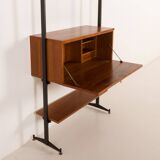 Italian vintage floor to celling wall unit with a bureau or a bar cabinet