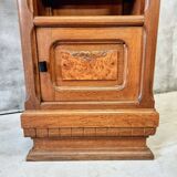 Antique Art Deco bedside table, oak entrance table with marble top