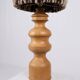 Large oak and wool lamp, French work from the 1960s.
