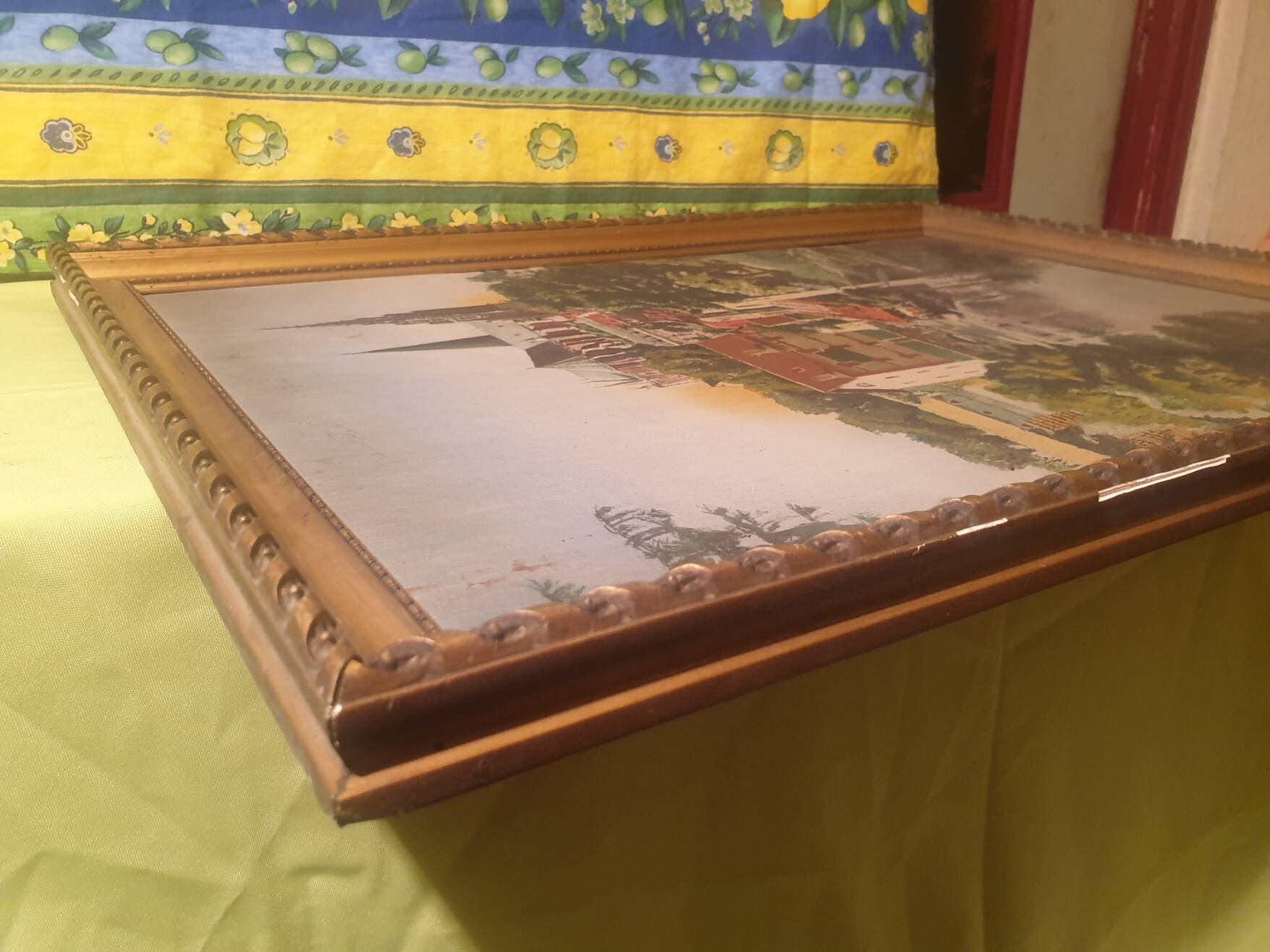 Oil on panel Cathedral landscape framed signed Ch Girardet 38