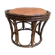 Pouf vintage rotin et cuir