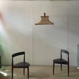 Vintage wooden and rope pendant light, 1960