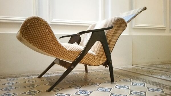 Fauteuil Wing chair à système de relaxation année 50/60