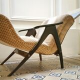 Fauteuil Wing chair à système de relaxation année 50/60