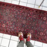 Distressed antique Persian Hamadan runner 2.8' x 9.11' - circa 1920 (1C1199)
