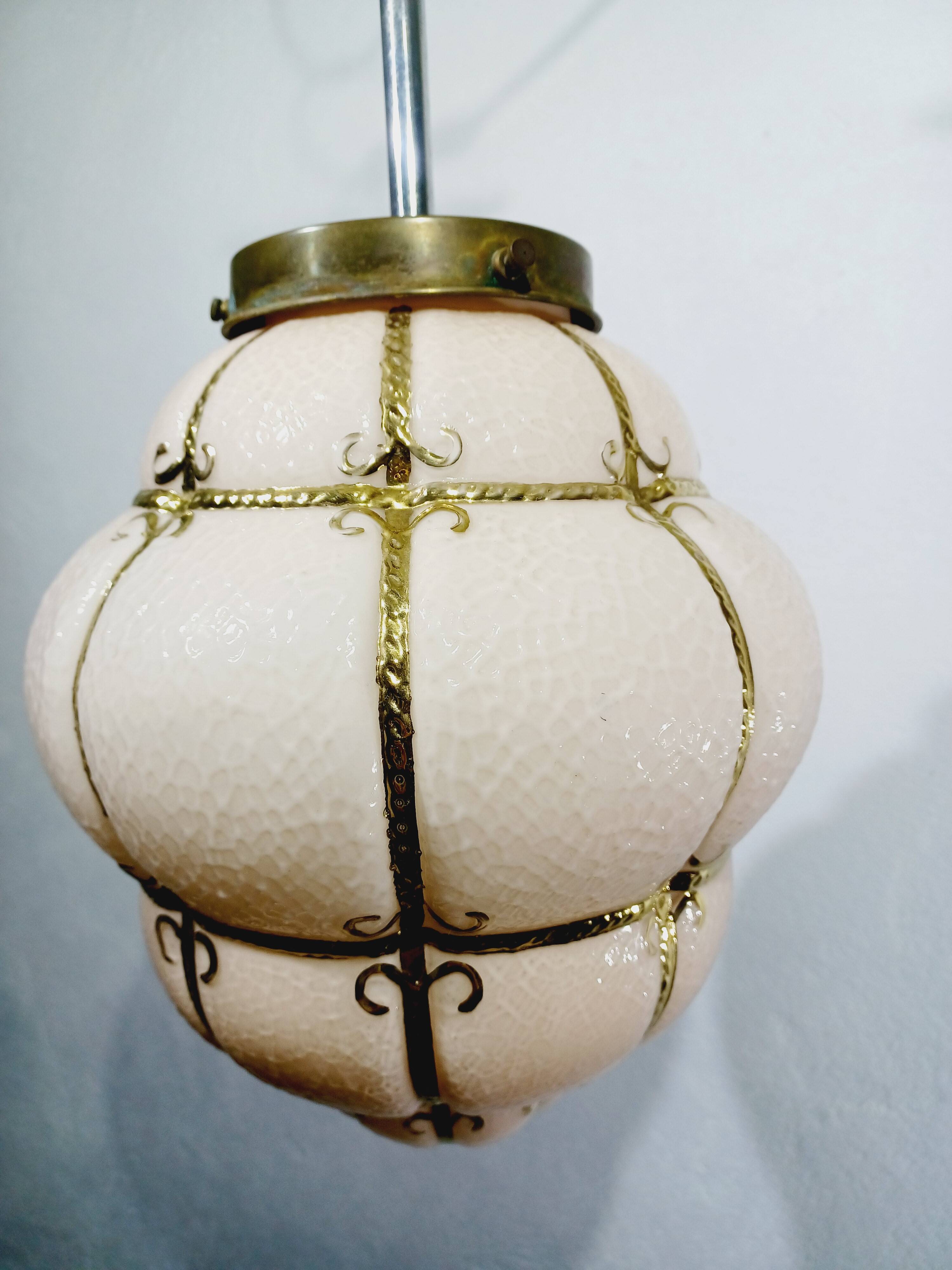 Pink Blown Glass Pendant Light