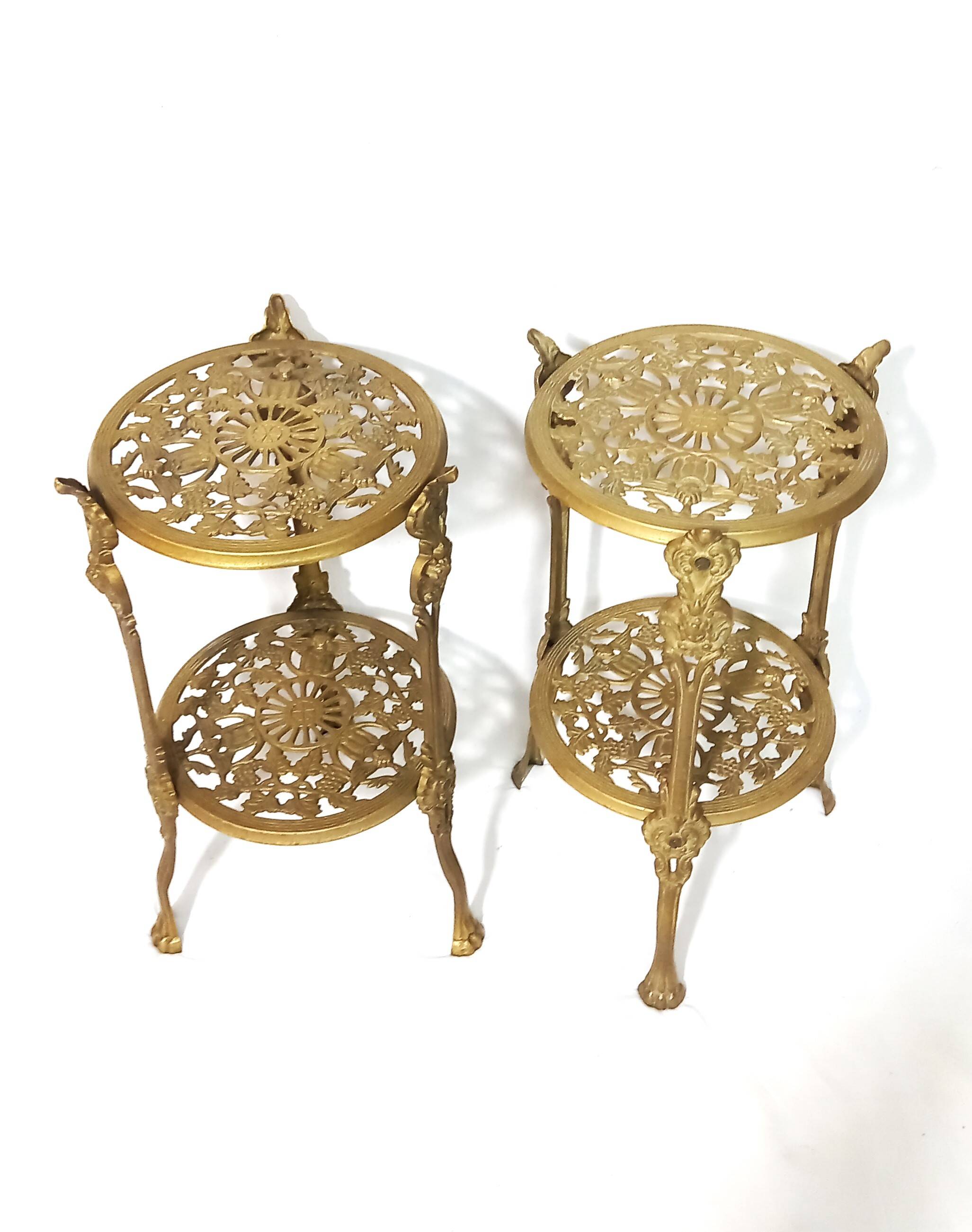 Pair of Victorian Style Openwork Brass Bolsters