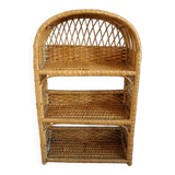 Small vintage rattan bookcase shelf