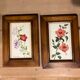 Duo de peintures motif floral signés