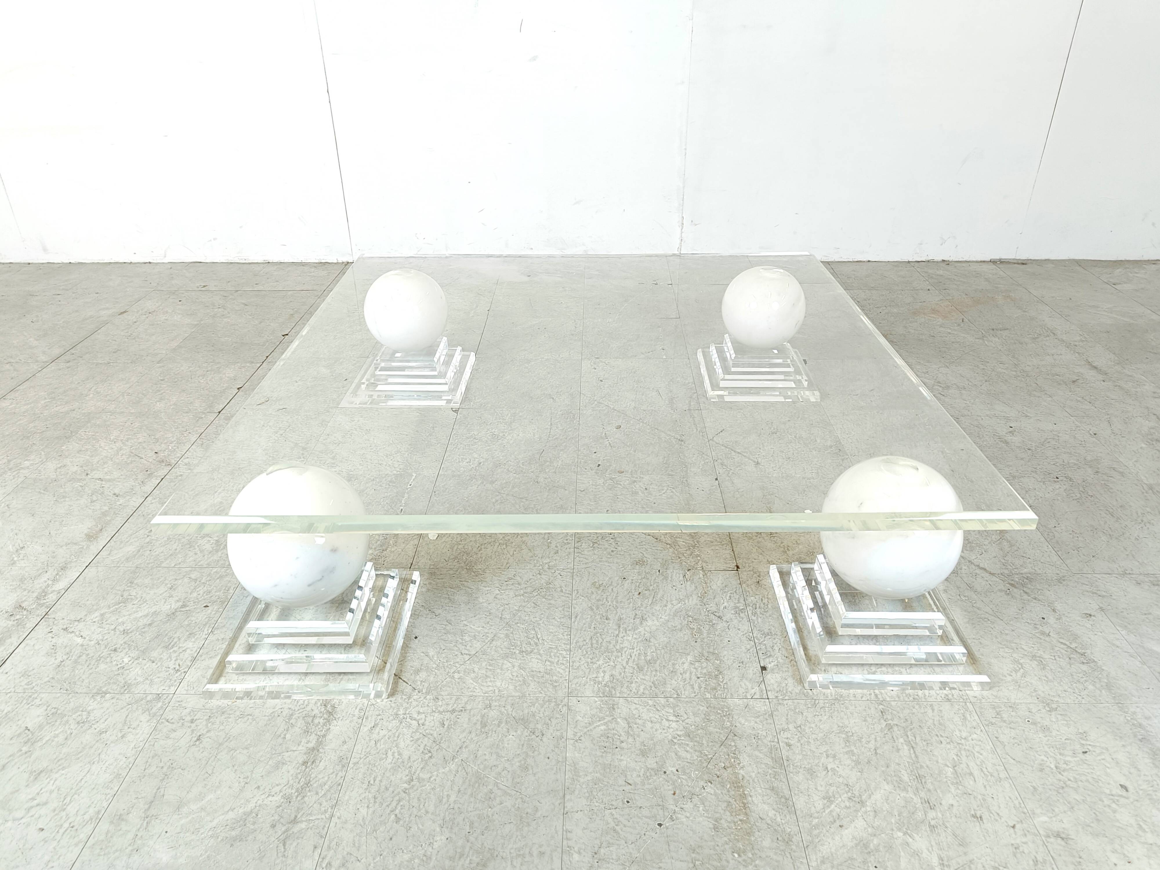 Marble sphere coffee table by Roche Bobois, 1980s