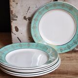 Six plates of vintage Badonviller earthenware with gold frieze