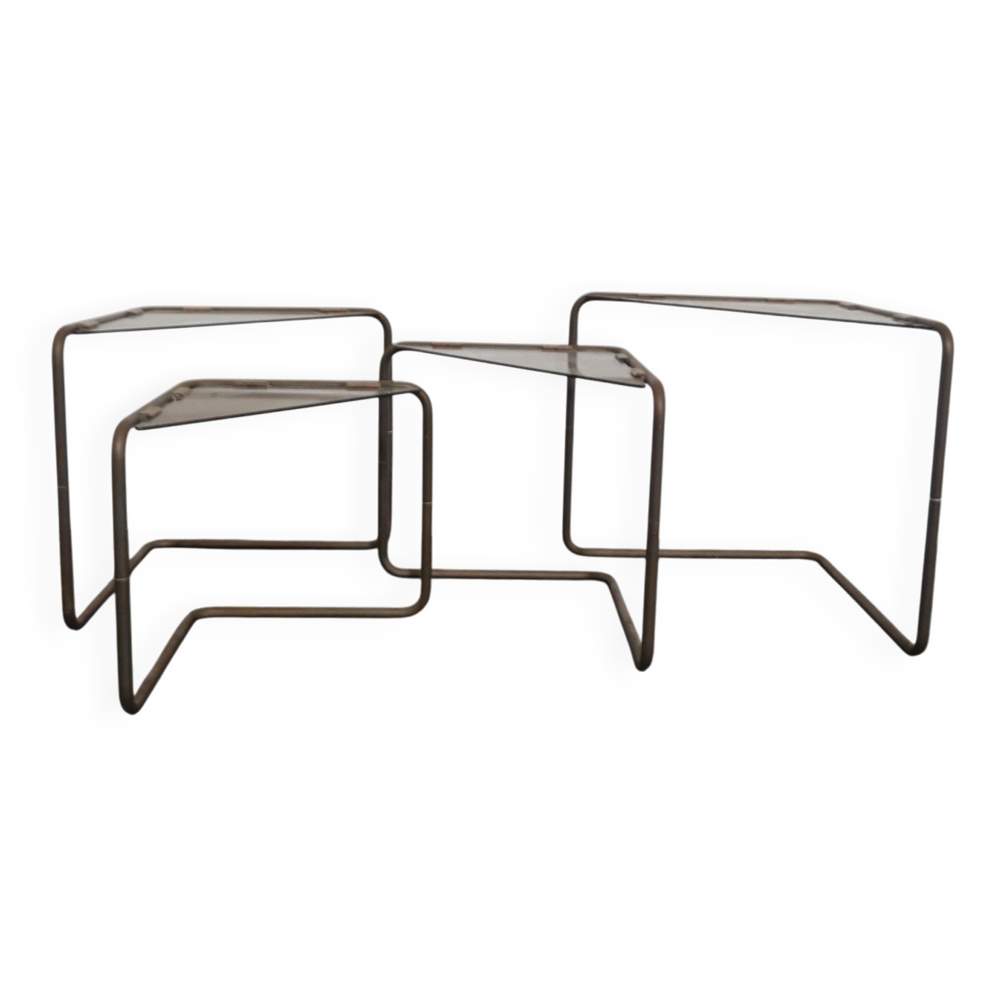 Modular Metal and Glass Coffee Tables, 1960s, Set of 4