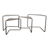 Modular Metal and Glass Coffee Tables, 1960s, Set of 4