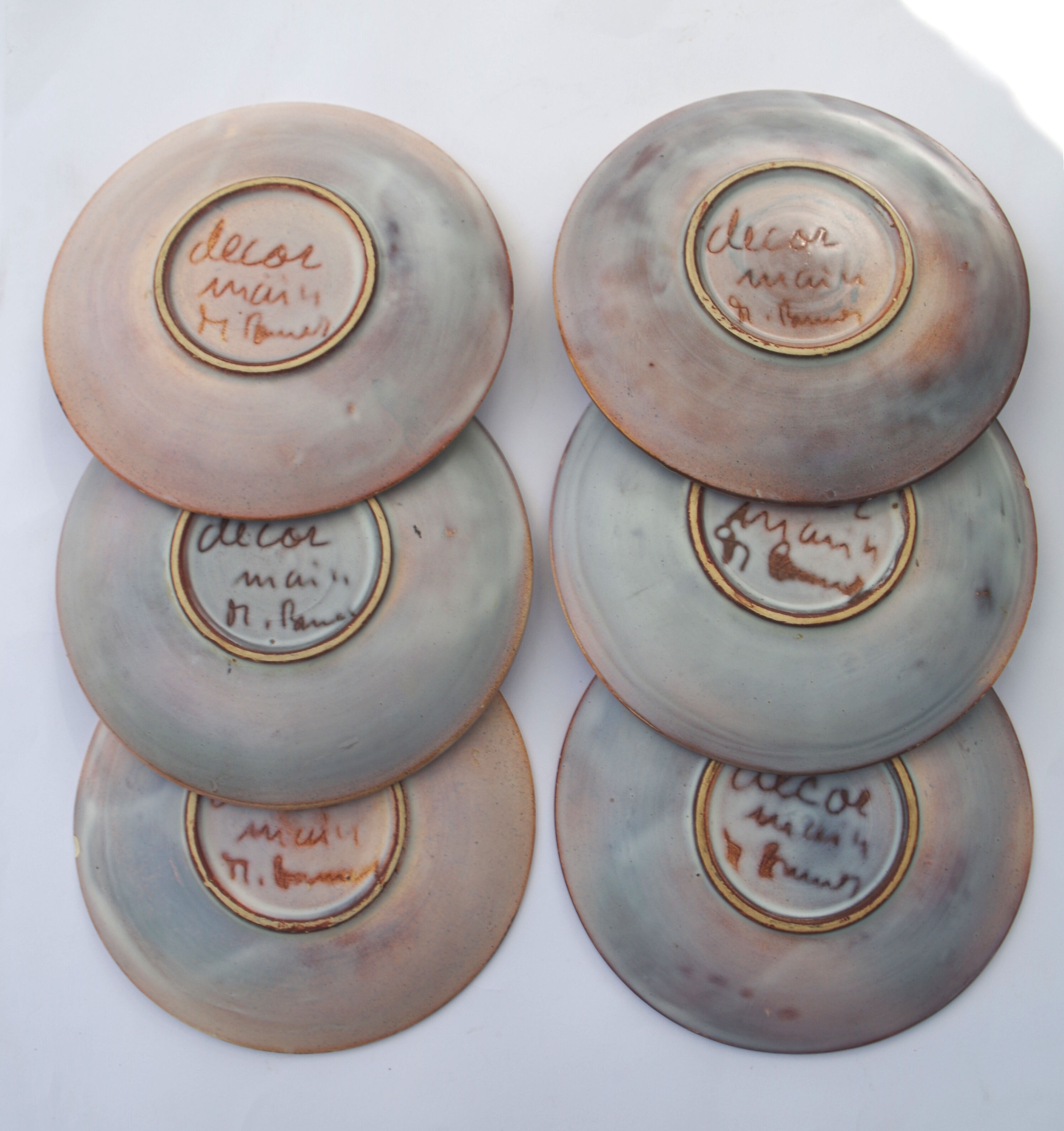 Ceramics plates by Monique Brunner 60s/70s Vallauris