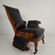 Fauteuil de bibliothèque ancien du XIXe siècle par Horrix – cuir noir