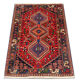 Traditional oriental wool carpet hand made red blue area rug- 83x127cm