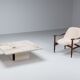 Brutalist white square coffee table artwork The Netherlands 1970