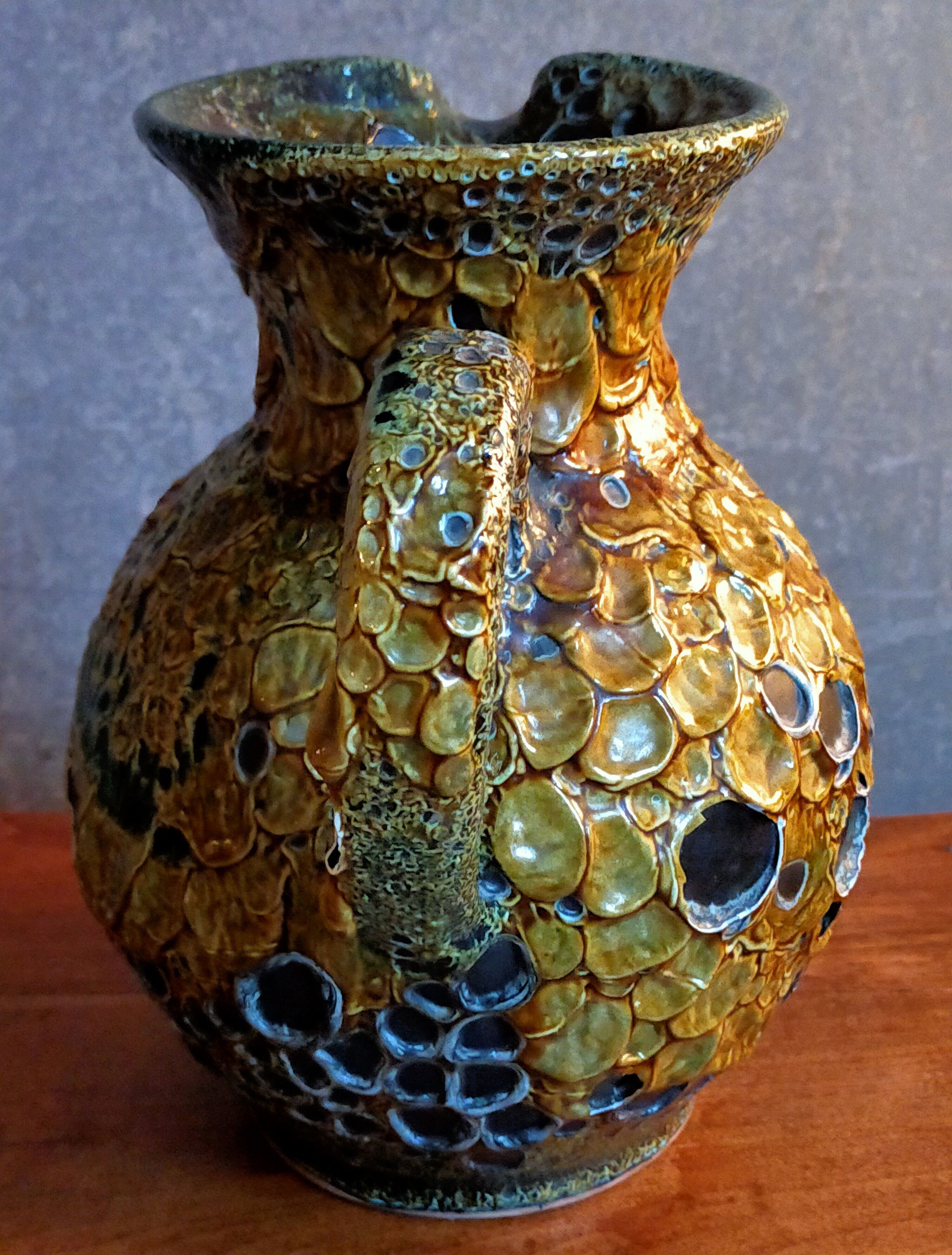 Vintage ceramic pitcher Fat Lava foams glaciers LE CYCLOPE, Annecy