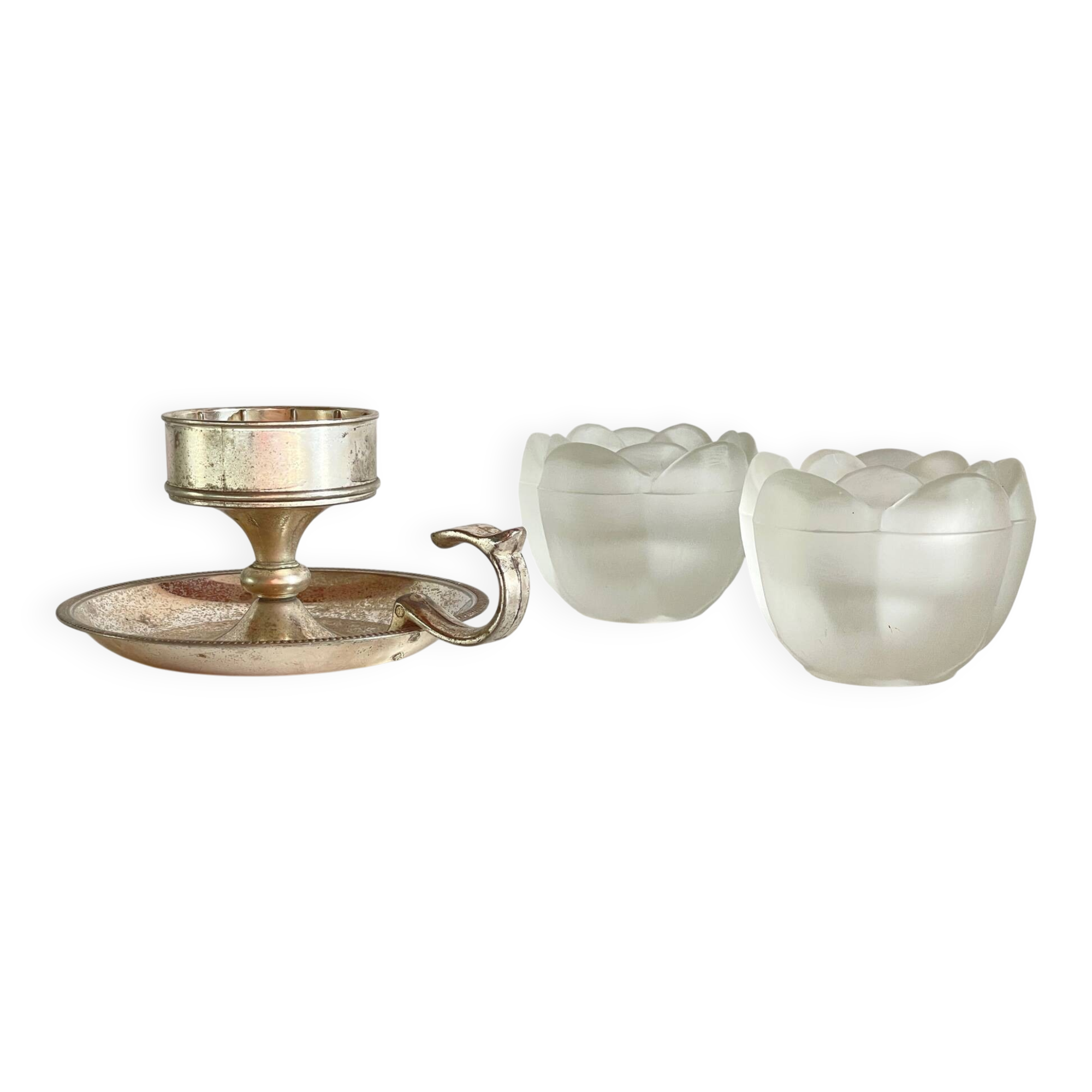 Vintage Silver Glass Candle Holder