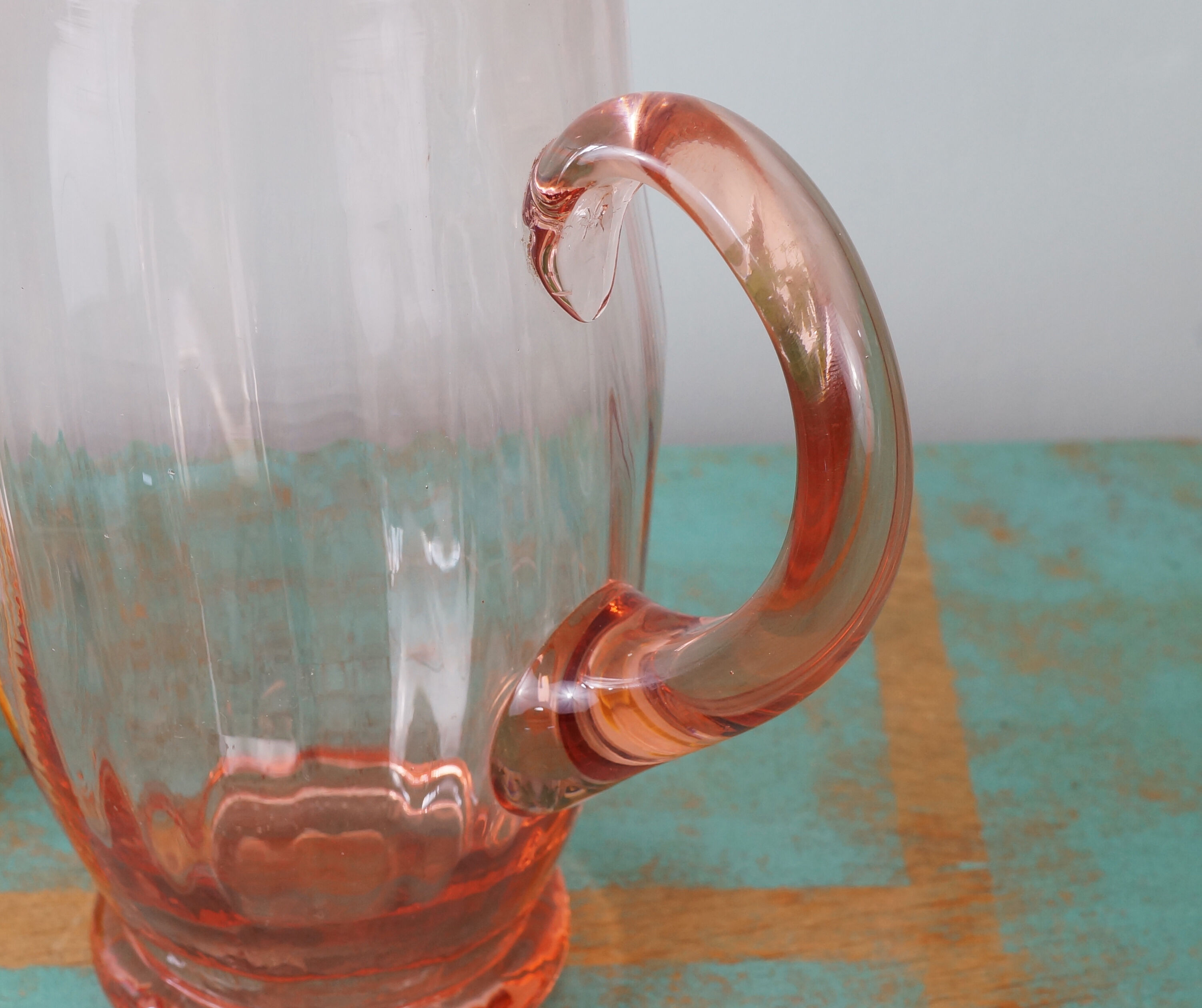 Pink blown glass decanter 50s