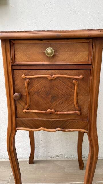 Nightstand Antique Wood and MARBLE