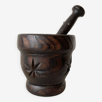 Wooden mortar and pestle