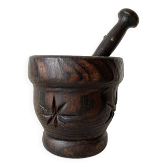 Wooden mortar and pestle