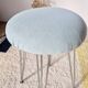 Vintage 1950s stool, metal tapered legs and velvet.