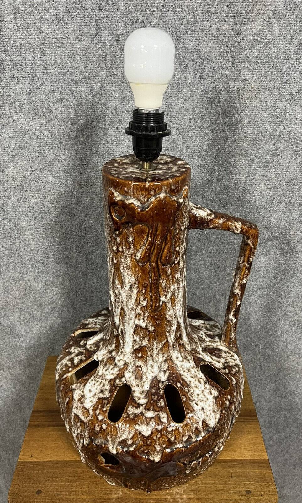 Vintage 70s lamp in brown ceramic with glaze