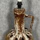 Vintage 70s lamp in brown ceramic with glaze