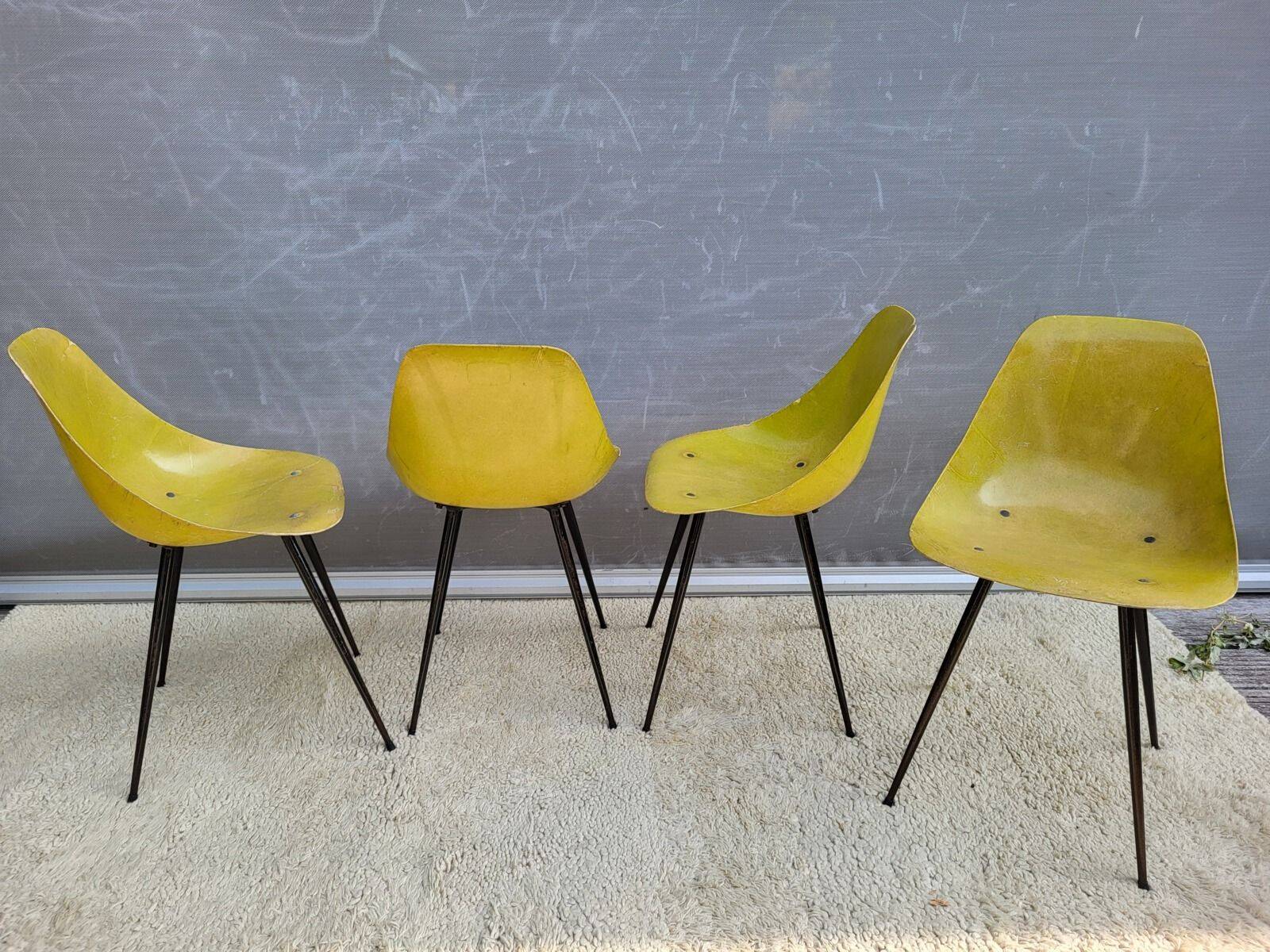 4 chaises Coccinelle René-Jean Caillette pour Steiner 1950