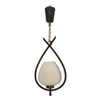 Old Arlus Pendant Lamp/Opaline Metal/1950s/Design Lighting