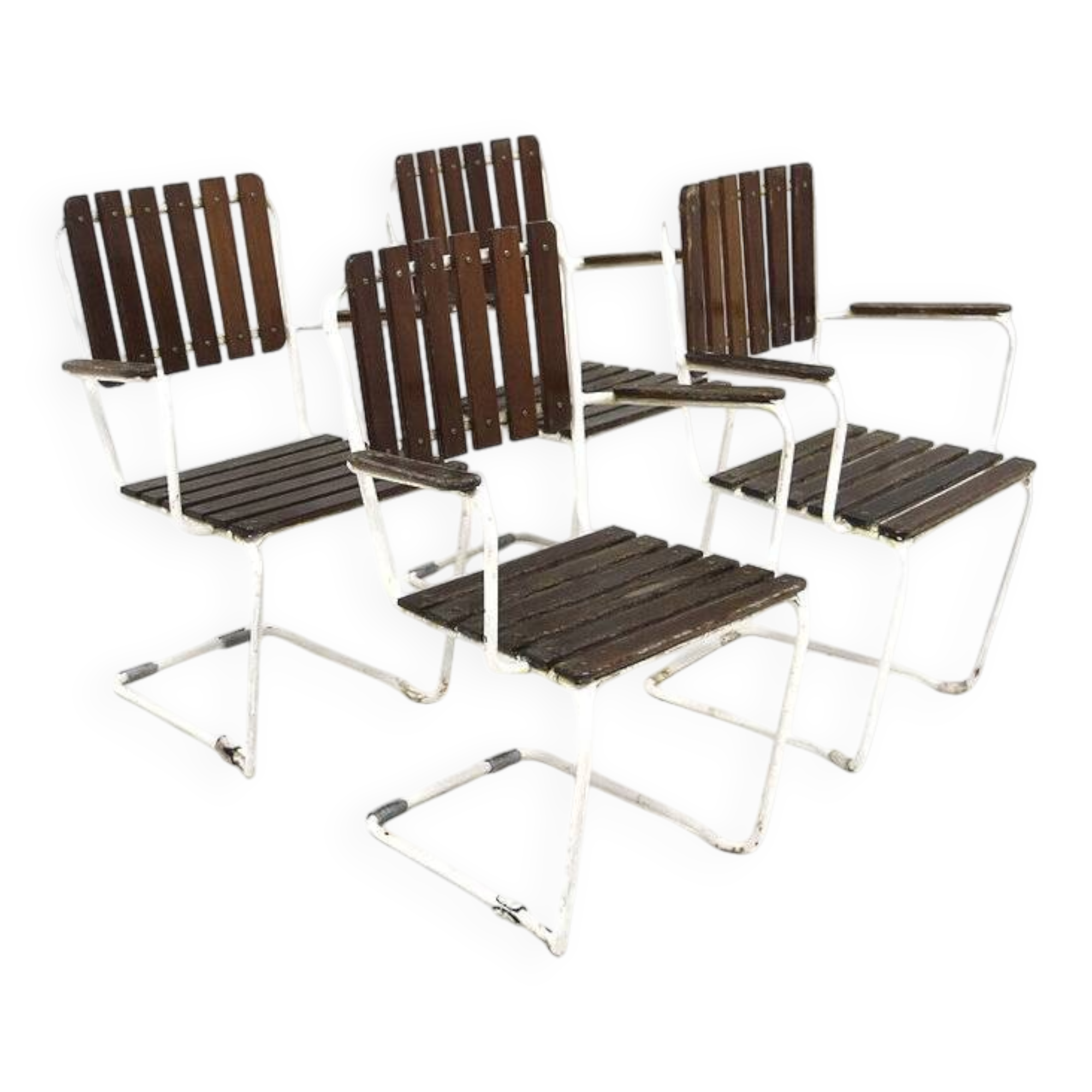 Set of 4 teak garden chairs, Sweden, 1960