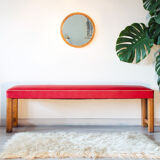 50s bench, wood and vinyl