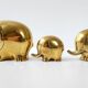 Suite de 3 éléphants en laiton vintage 1970