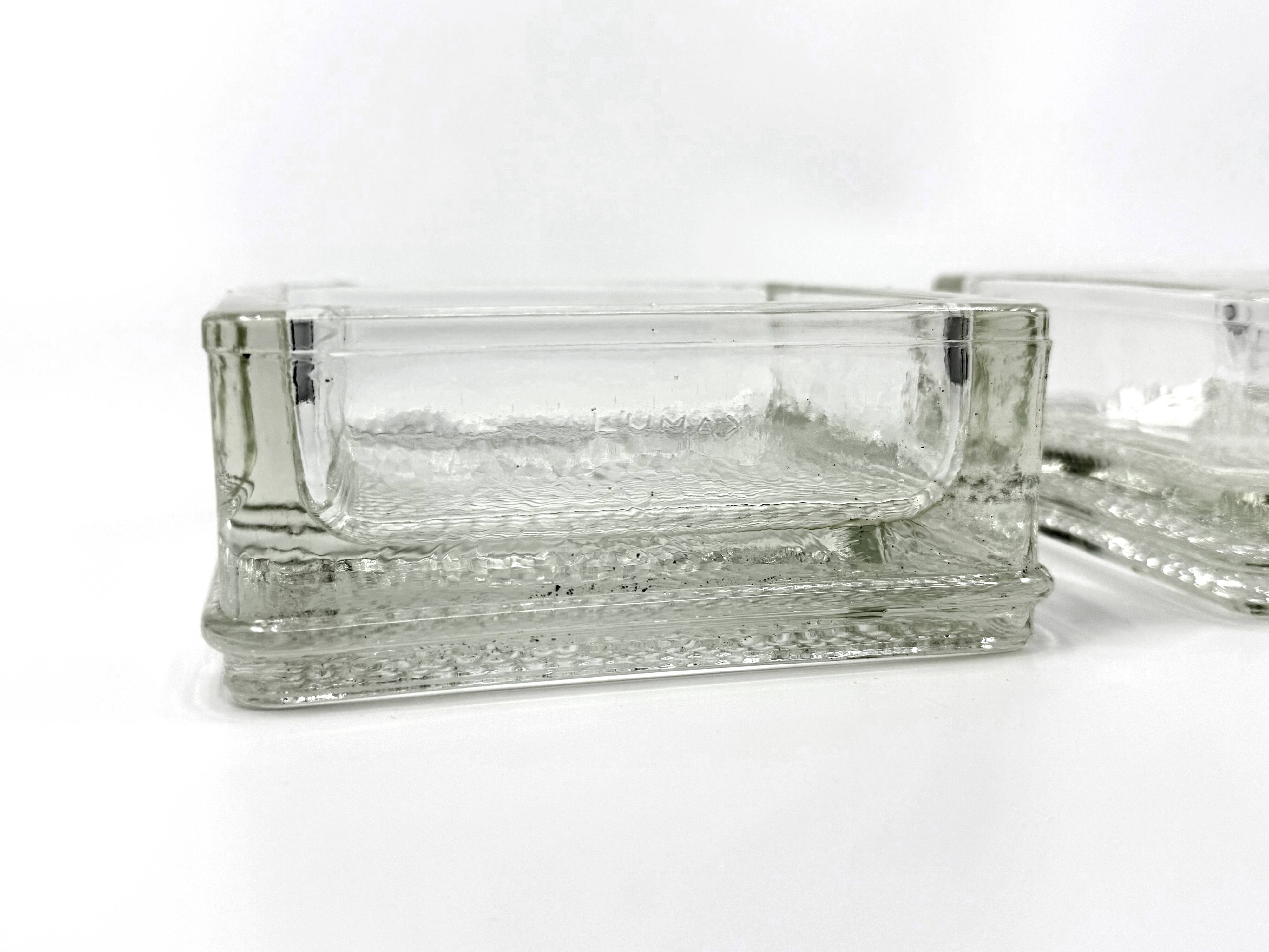2 Pocket emptiers/ashtrays/paperweights • Lumax • Saint-Gobain • 1950