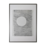"aube du matin calme" dessin au crayon encadré dans cadre bois gris clair, avec passe-partout blanc
