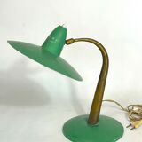 Mid-cenrury Italian Modern brass and green lacquer table lamp from 50s