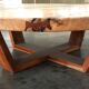 Monumental Artisan-Crafted Mixed Wood Round Coffee Table