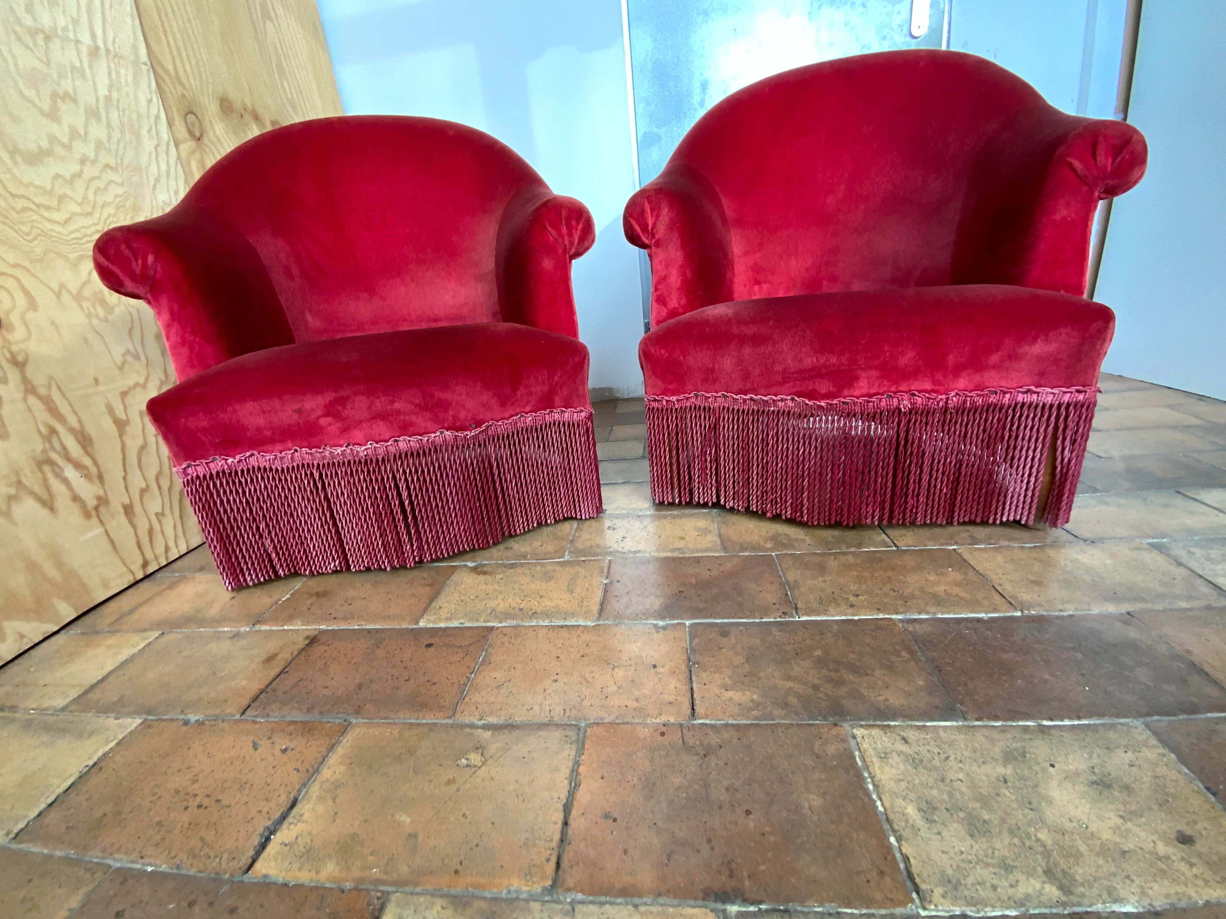 Pair of toad armchairs