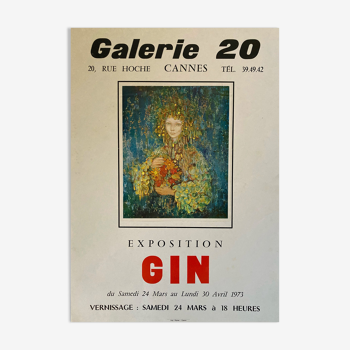 Affiche de Gin Coste-Crasnier pour la Galerie 20 à Cannes en 1973