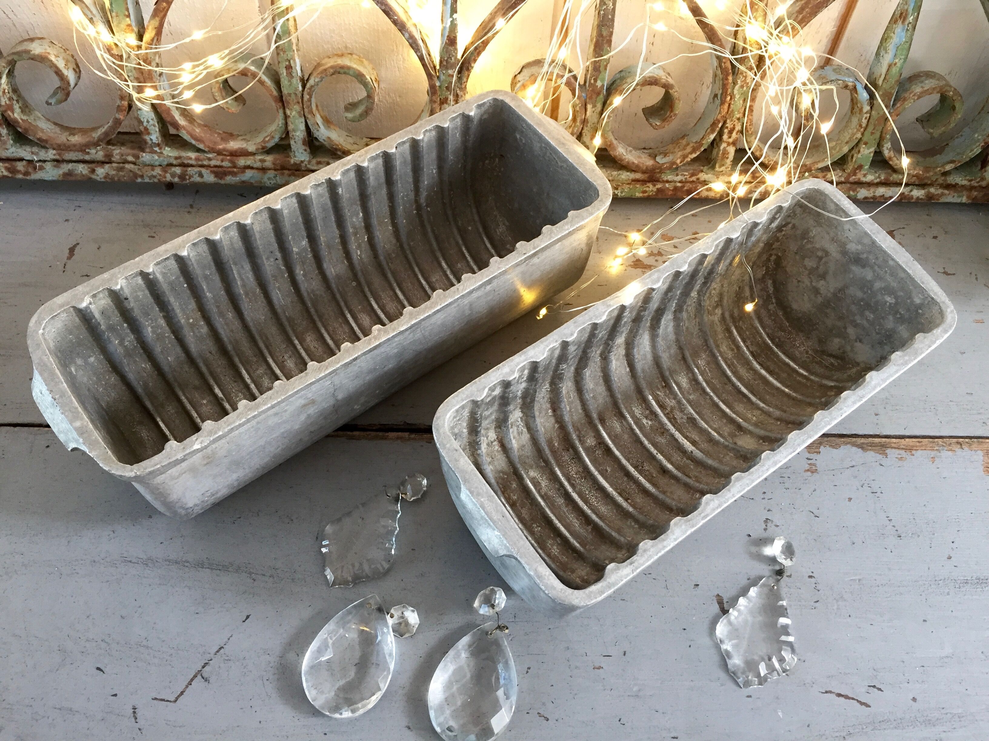 Pair of stainless steel planters