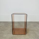 Smoked plexiglass cube side table by Michel Dumas, 1970s