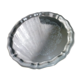 Plateau de service en métal argenté  35.5 cm