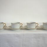 4 tasses à café filé doré Limoges création Dessagne, années 40