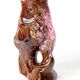 Vallauris fish pitcher vase from the 60s, amber and pink