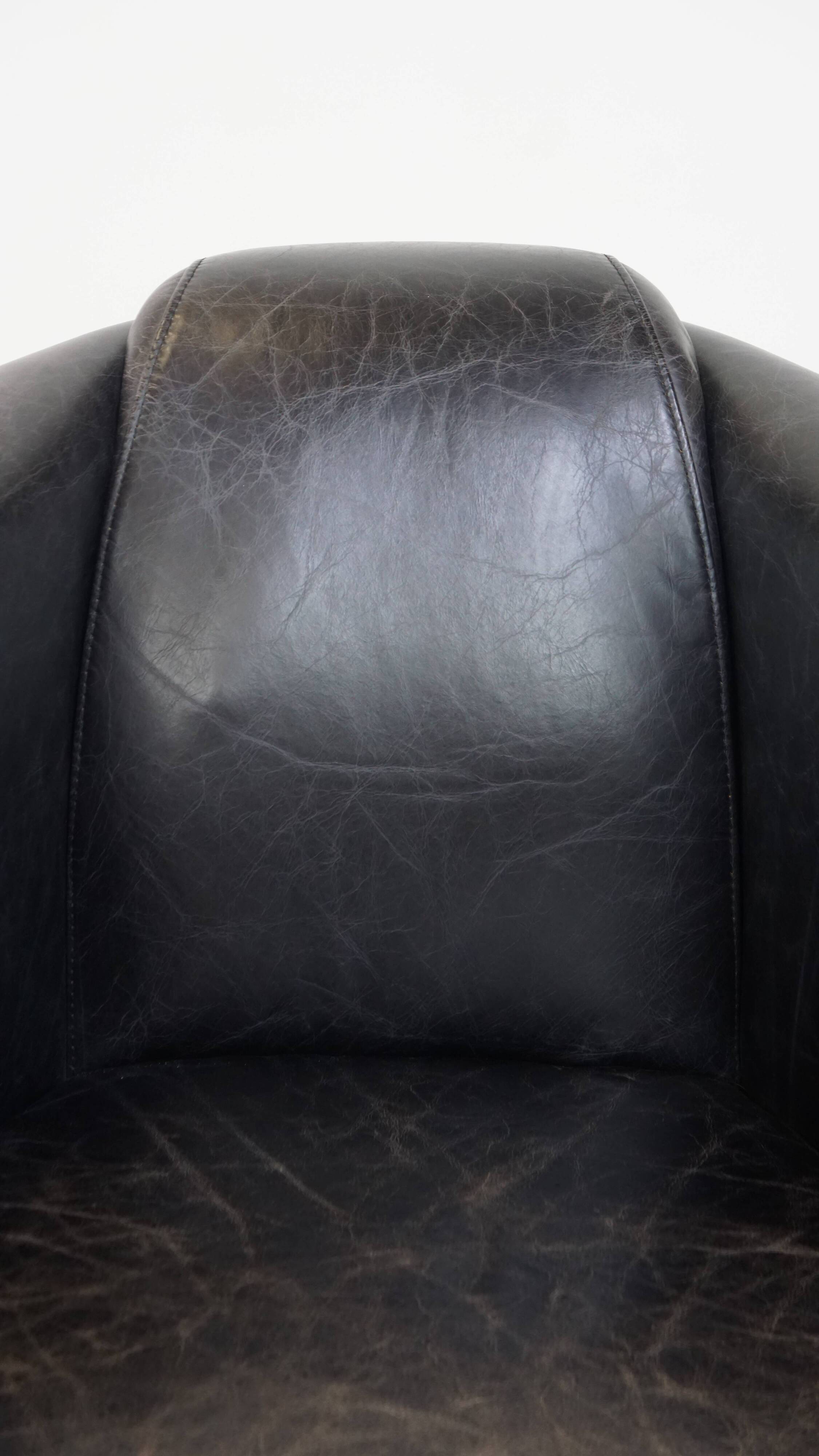 Black Cowhide Leather Aviator Armchair