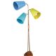 1950s three-light floor lamp with coloured shades
